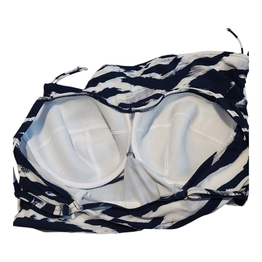 Fantasie Swim Lindos Blue White Gray Underwire Tankini TOP, 38DD - Picture 13 of 16
